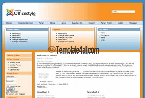 Free Joomla Blue Orange Style Theme Template