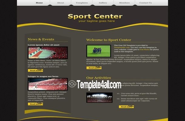 Sport Yellow Brown CSS Template