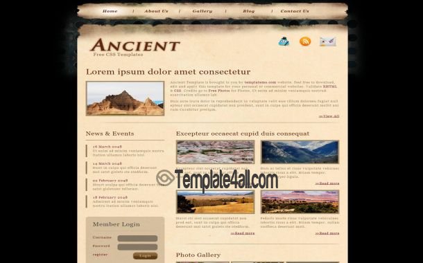 Ancient Vintage Brown CSS Template