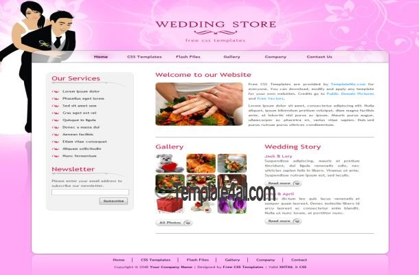 Pink Wedding Store CSS Template