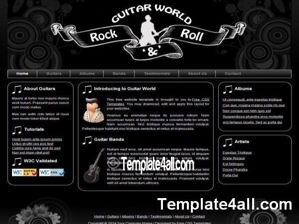 Rock Guitar Music CSS Template