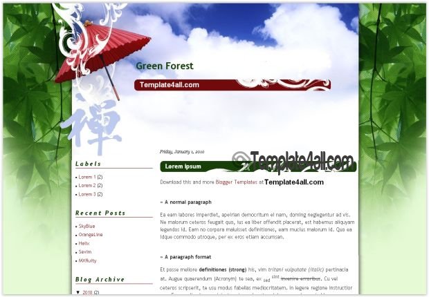 Nature Green Forest Blogger Template