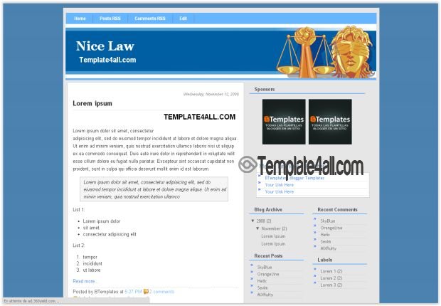 Blue Blog Law Blogger Template