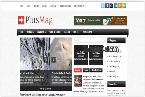 Responsive Red Magazine Blogger Template