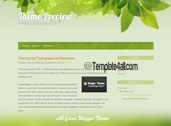 Web2.0 Green Blogger Theme Template