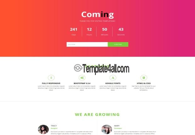 Responsive Free Coming Soon HTML5 Template