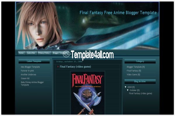 Final Fantasy Blogger Theme Template
