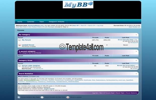 Free Digital Blue Windows MyBB Template