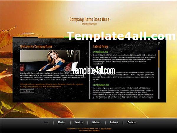 Free Orange Business Flash Website Template
