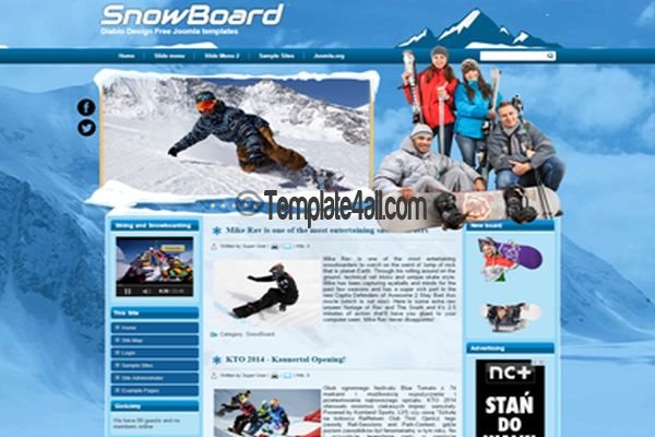 White Blue Ski Snow Joomla Template