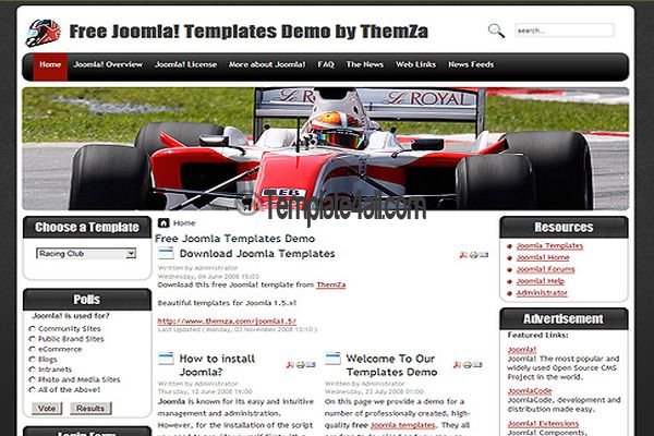 Clean Free Car Racing Joomla Template