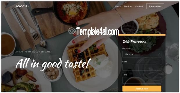 Responsive Food Free Catering Website Template