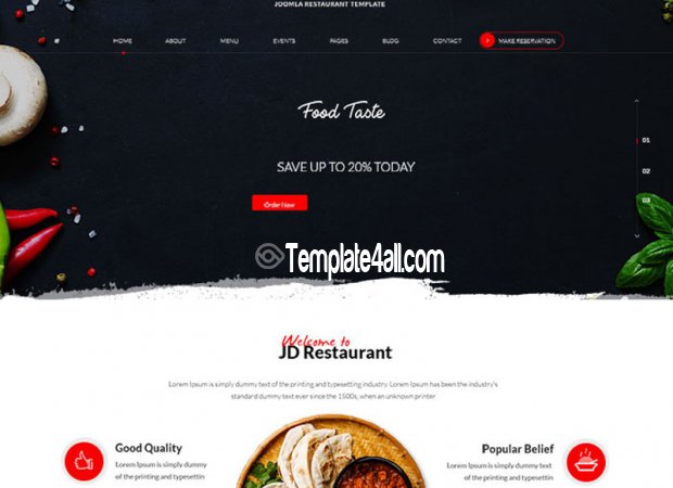 JD Free Responsive Joomla Restaurant Template